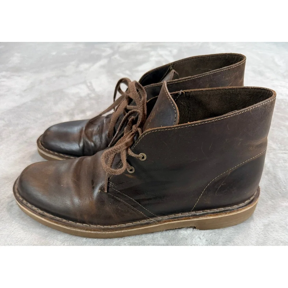 Clarks Collection Mens Shepton Brown Leather Ankle Chukka Boots Size 9